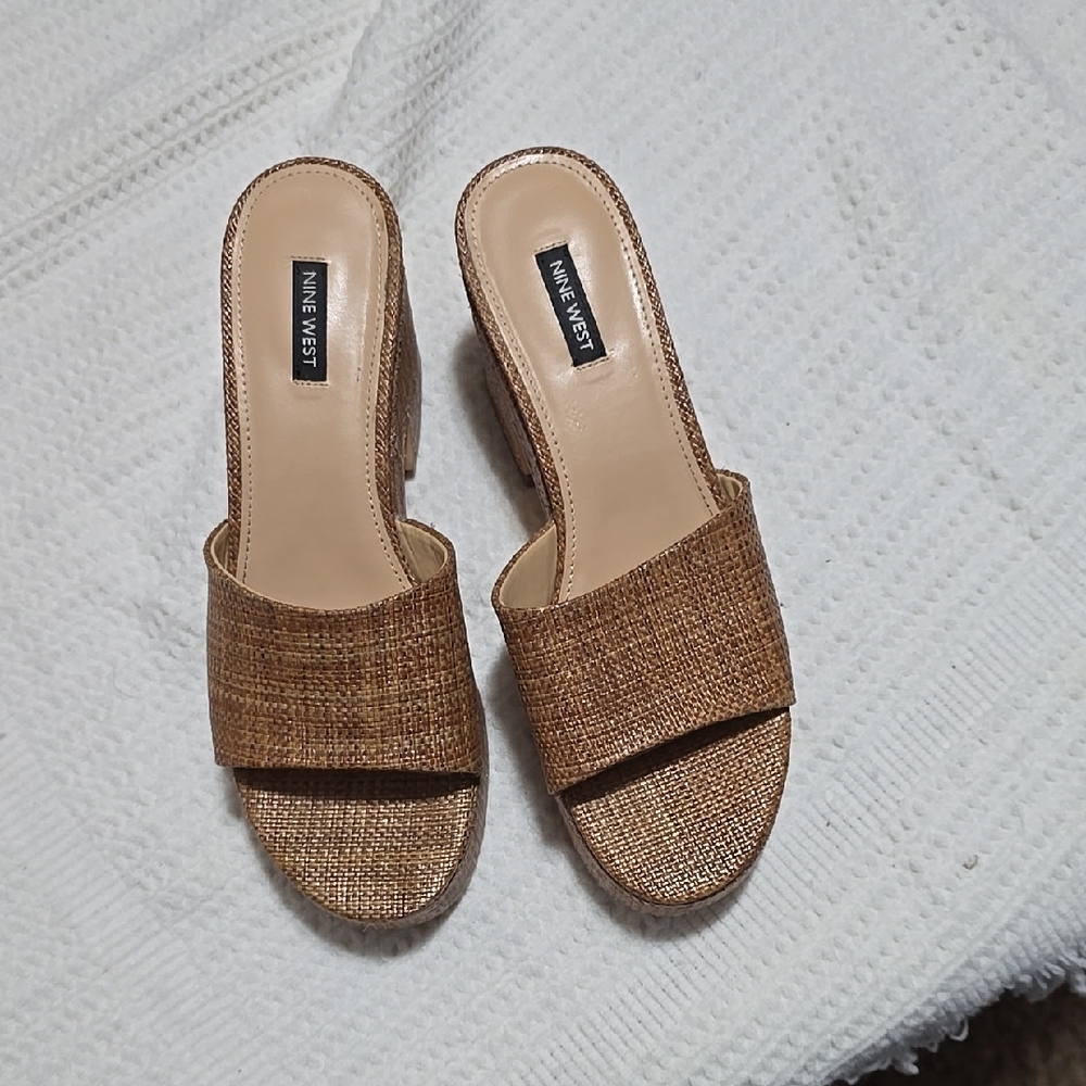 Nine West Brown Textured Mules